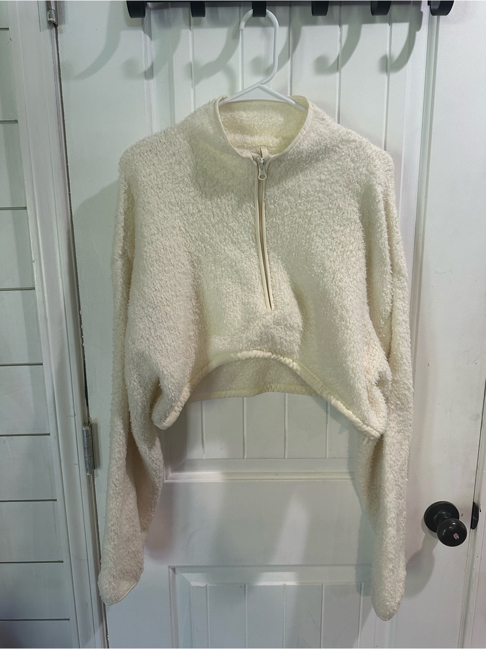 SKIMS Cropped Teddy Zip Jacket - Ivory - Picture 4 of 7